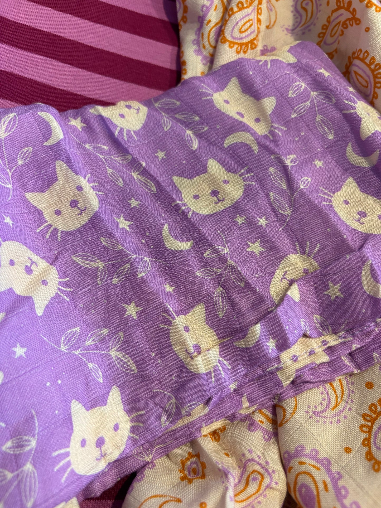 Duopak Hydrofiele Multidoeken 60x60cm- 70% Bamboe - Poes/Paisley