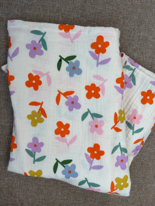 Hydrofiele XL multidoek - swaddle - multicolor - bloemen