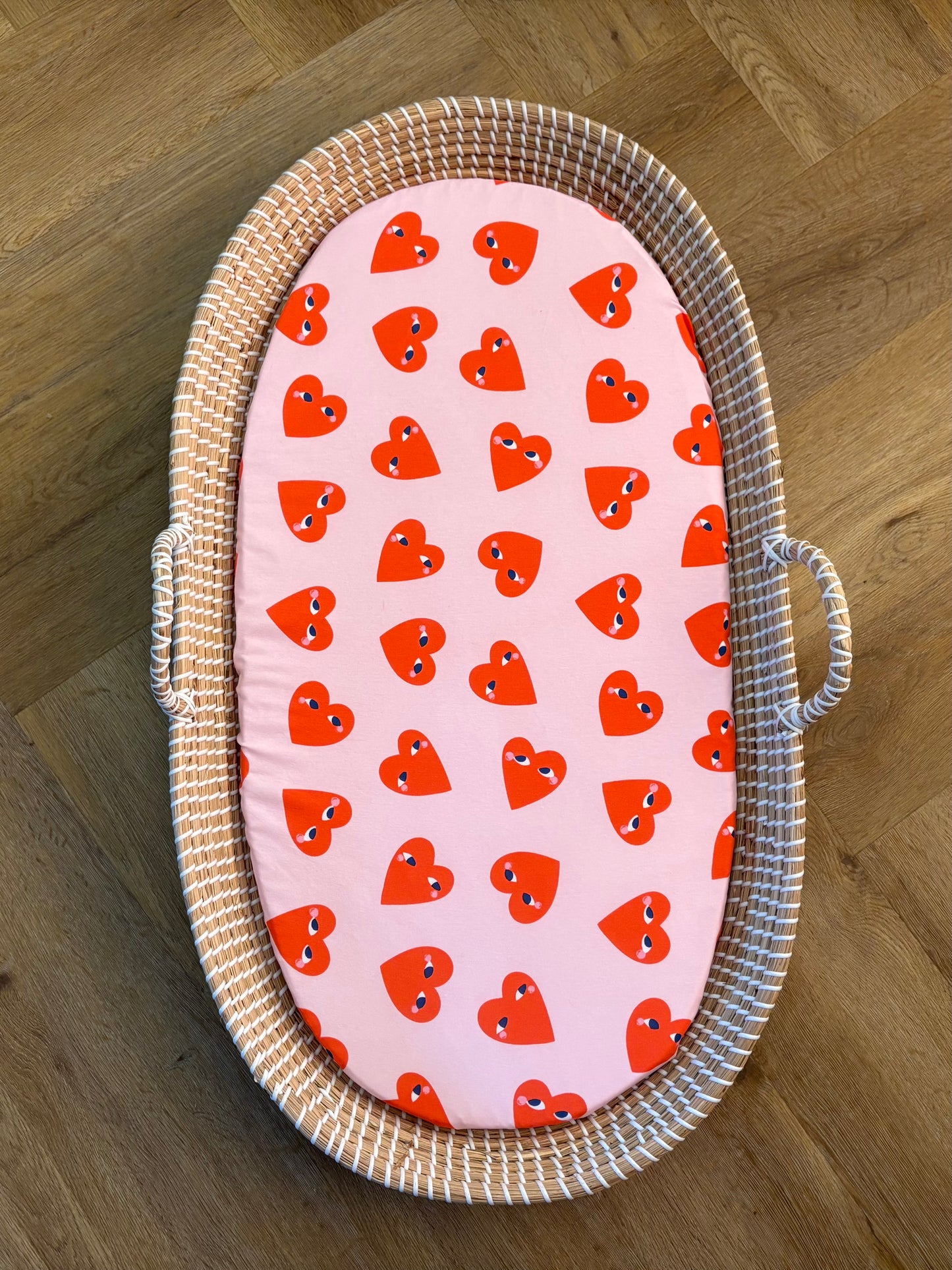 Hoeslaken ledikant 60x120 - jersey - smileys/hartjes