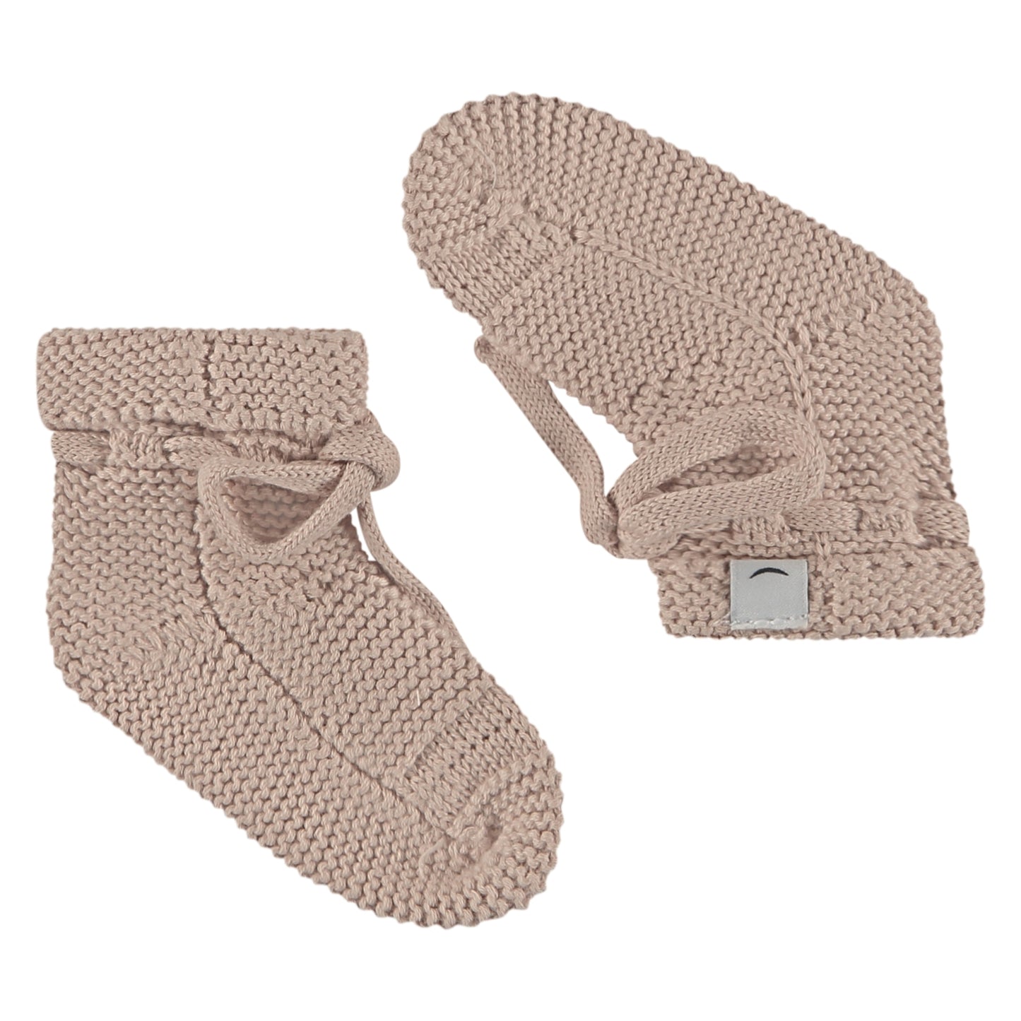 Gebreide newborn slofjes met veter - oudroze