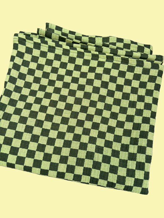 Hydrofiele XL multidoek - swaddle - groen - blokjes