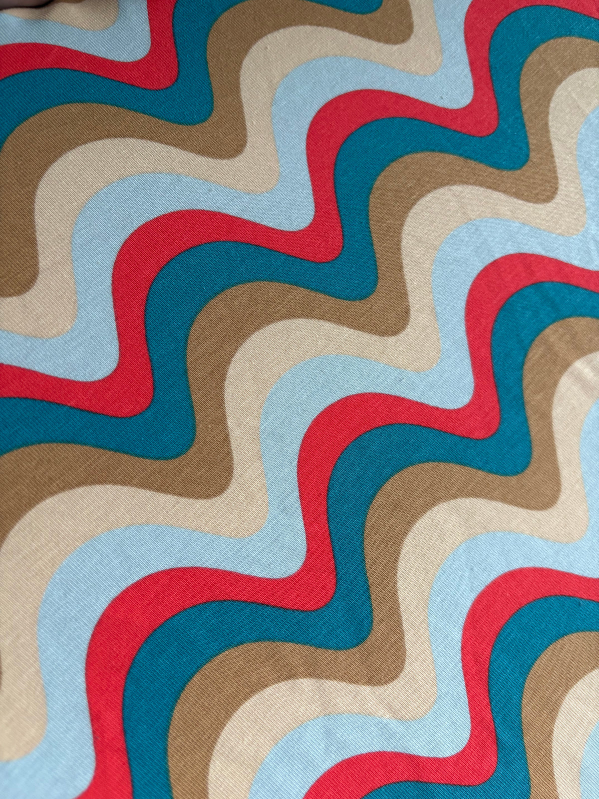 Aankleedkussenhoes - golven - blauw/rood