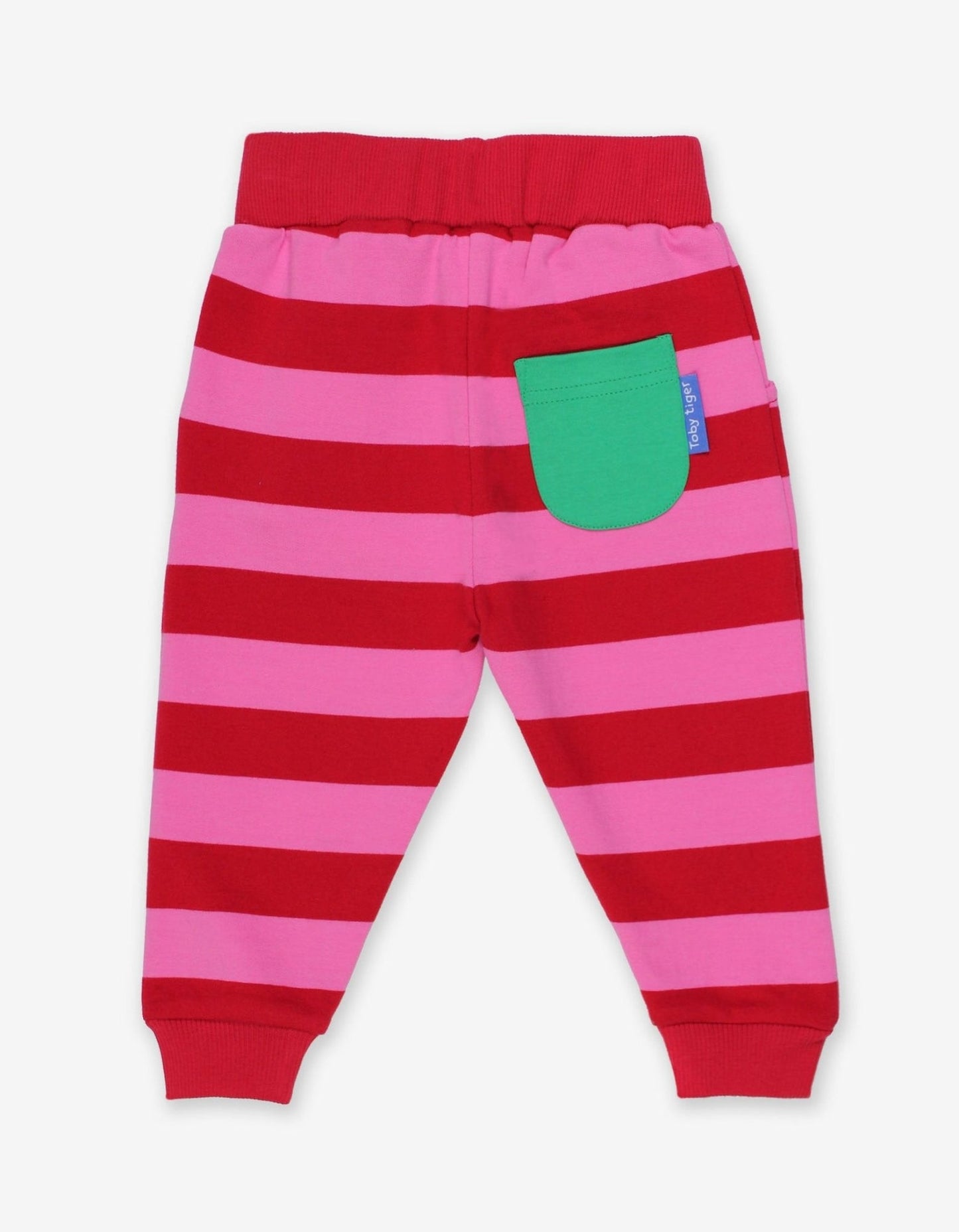 Kinder joggingbroek - roze/rode strepen - Biologisch katoen