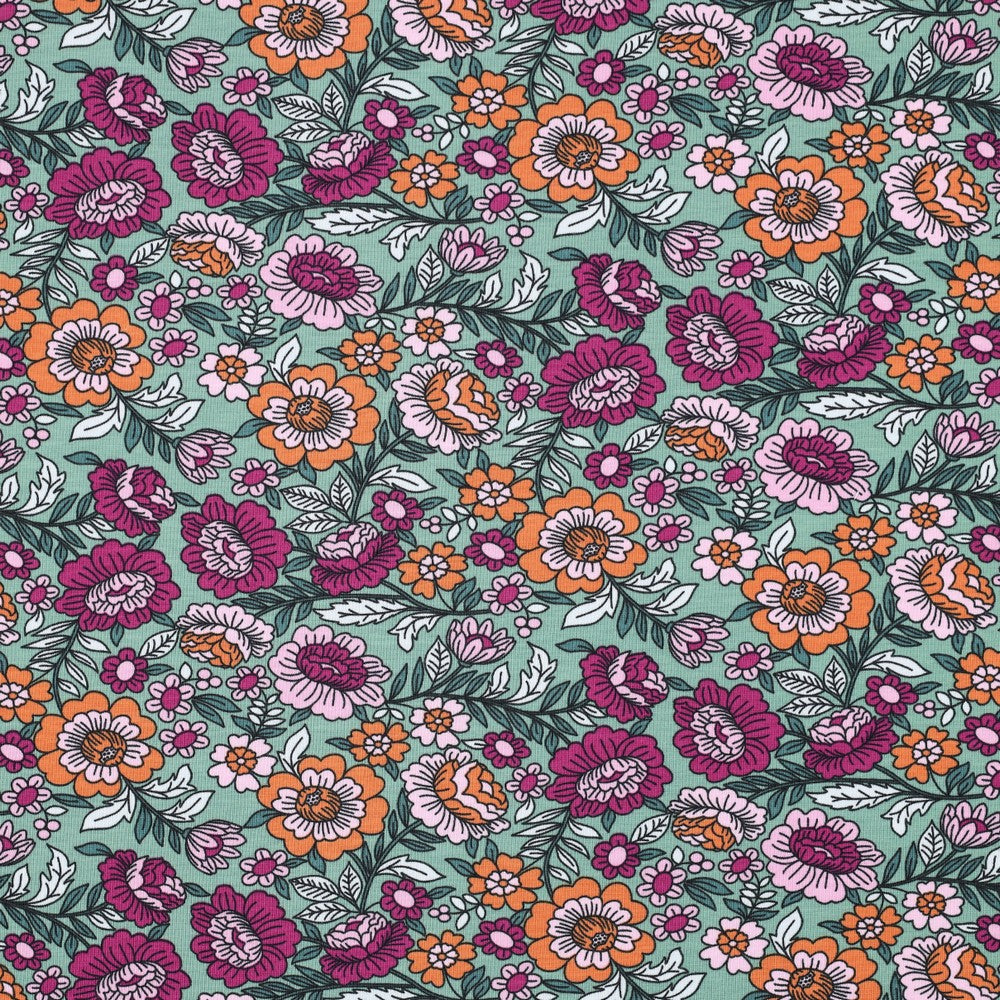 Aankleedkussenhoes - fuchsia/oranje - bloemen