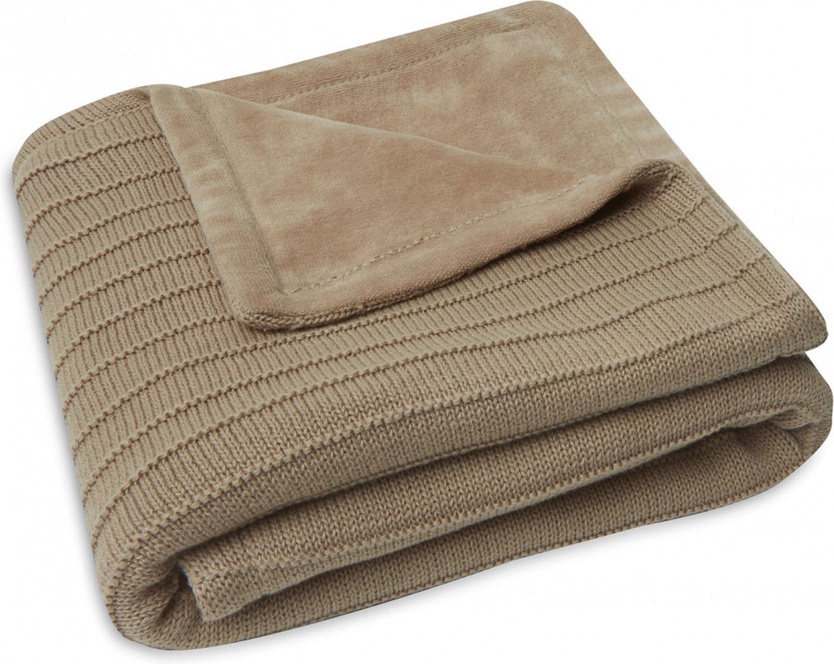 Deken Ledikant 100x150 - Gevoerd - Velvet Pure Knit Biscuit