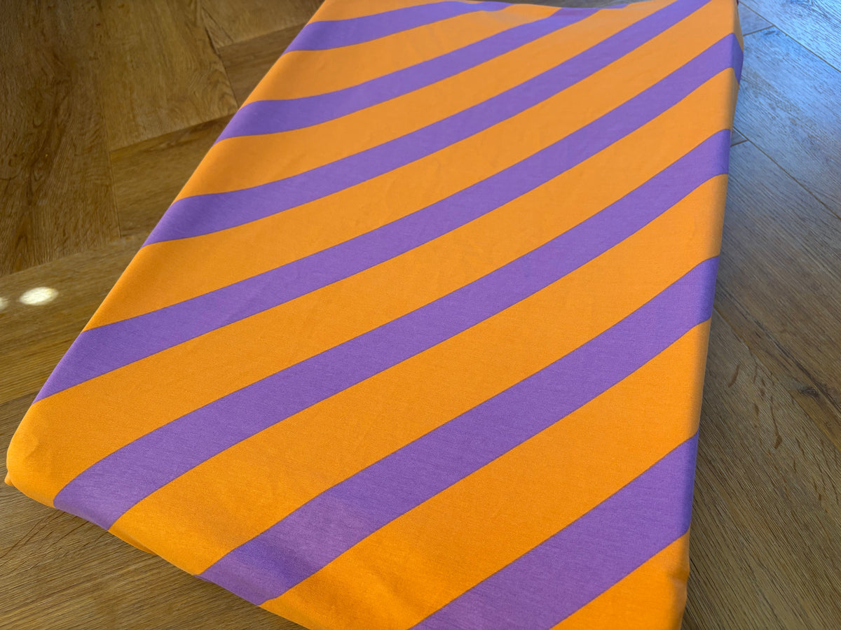 Aankleedkussenhoes - strepen - paars/oranje