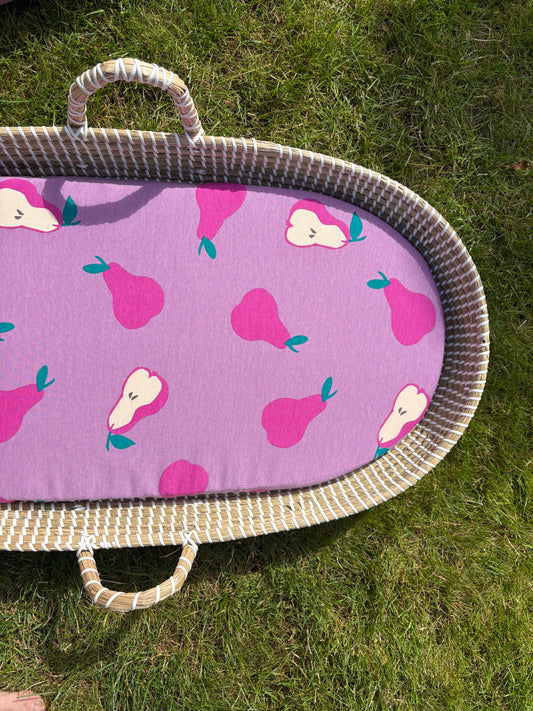 Hoeslaken verschoonmand/kinderwagen - peren - paars/fuchsia