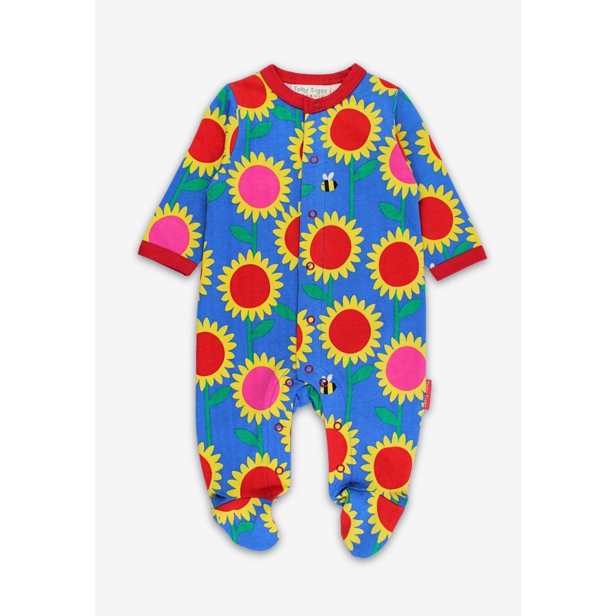Boxpakje - biologisch katoen - zonnebloemen - blauw/rood