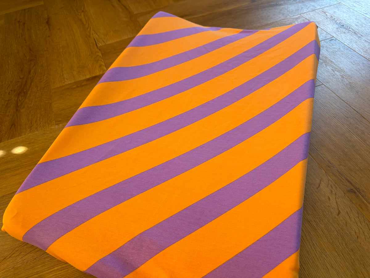 Aankleedkussenhoes - strepen - paars/oranje
