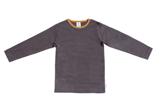 Basic longsleeve - Bio-cotton - Indigo gestreept