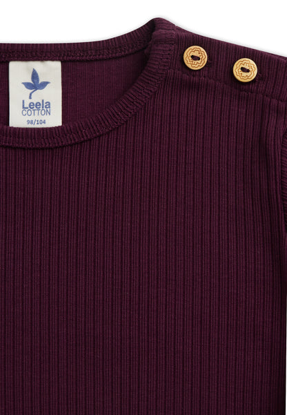 Basic rib longsleeve - Bio-cotton - Aubergine