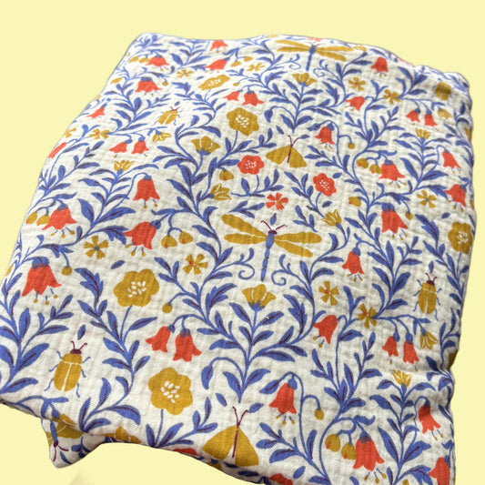 Hydrofiele XL multidoek - swaddle - blauw/oranje - libelle