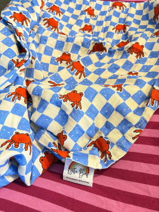 Hydrofiele Multidoek 120x120cm - 70% Bamboe - Blokjes/Krab
