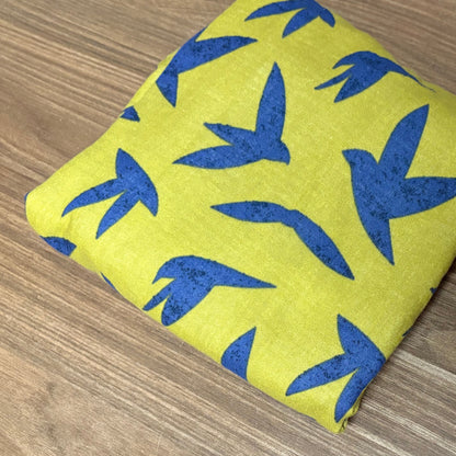 Hydrofiele XL multidoek - swaddle - vogels - mosterdgroen/blauw