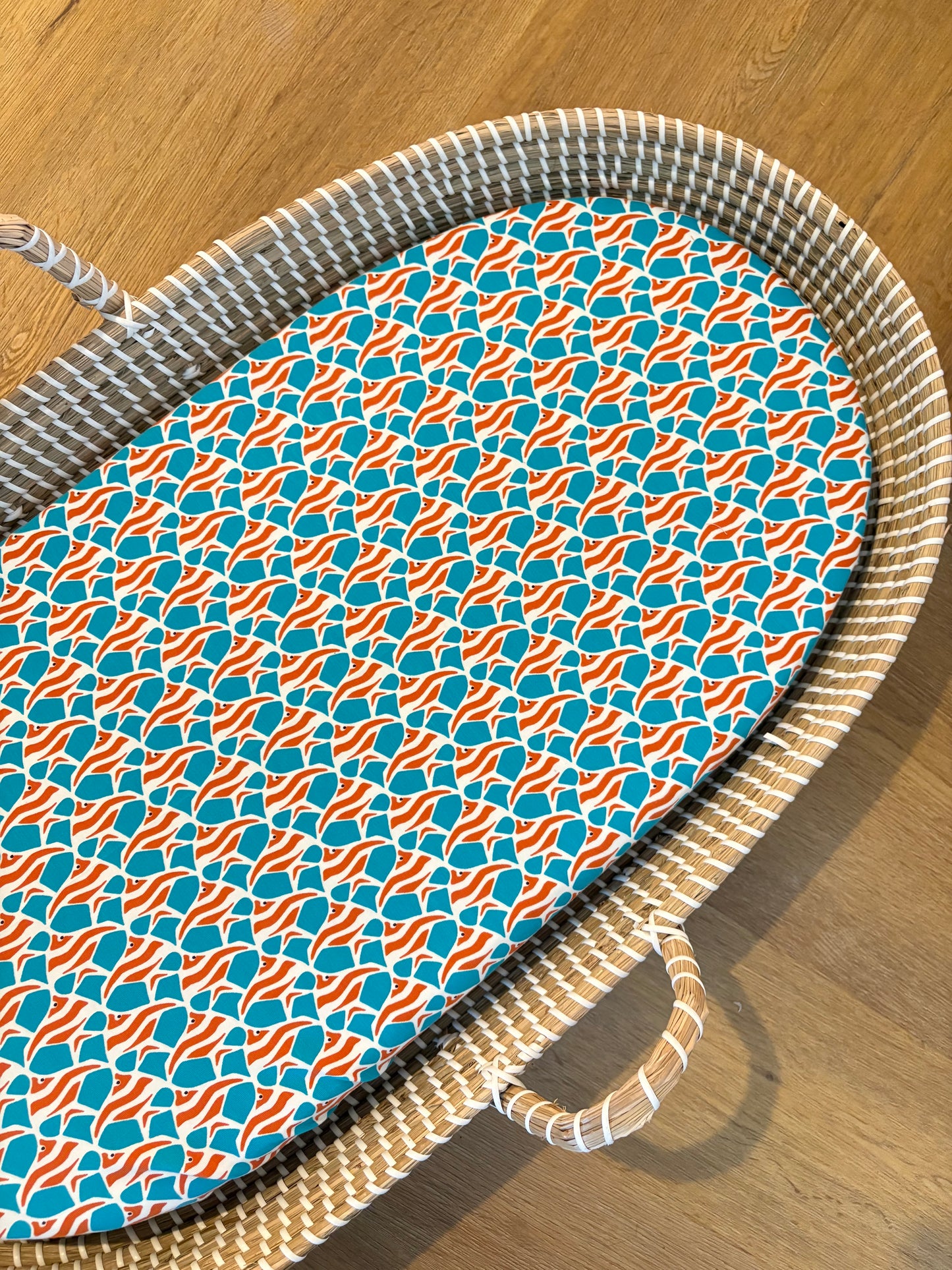 Hoeslaken verschoonmand/kinderwagen - clownsvis - blauw/oranje