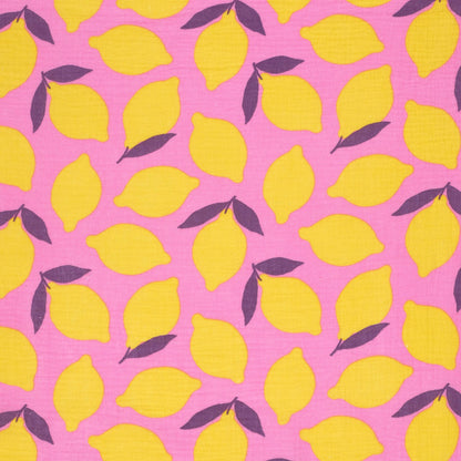 Hydrofiele XL multidoek - swaddle - roze - citroenen