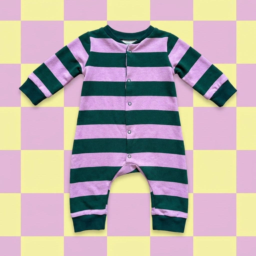 Boxpakje - strepen - groen/lila