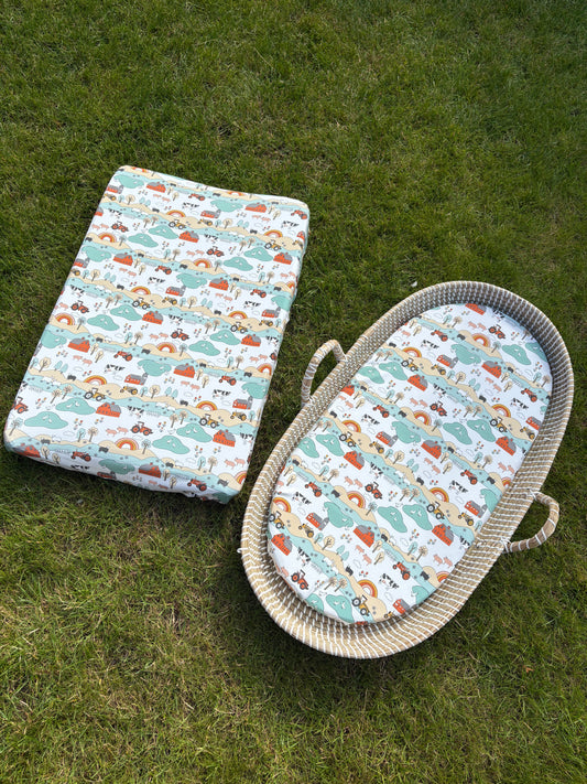 Hoeslaken verschoonmand/kinderwagen - Limited - Tygdrommar - boerderij
