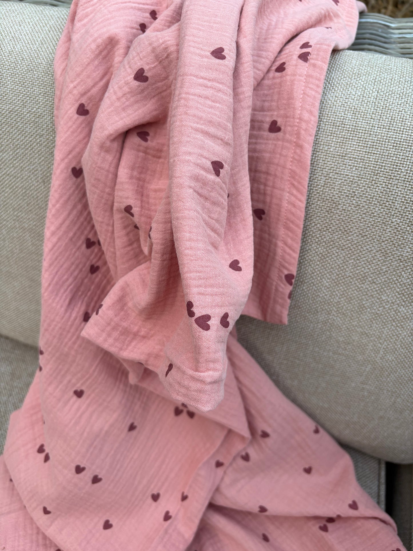 Hydrofiele XL multidoek - swaddle - ouderoze - hartjes