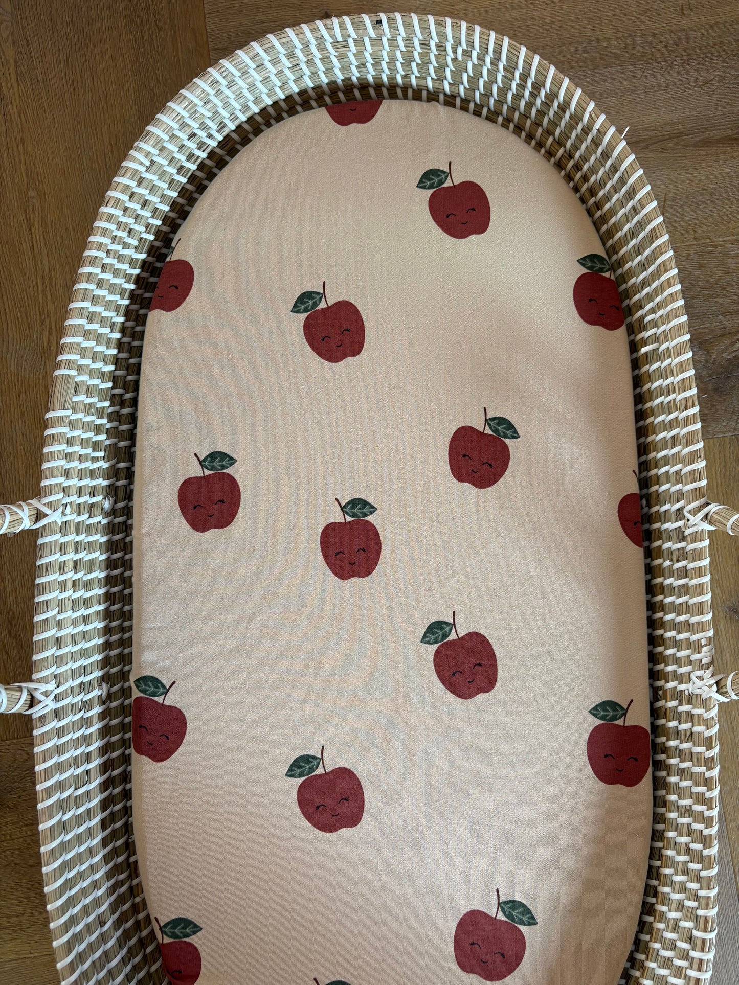 Hoeslaken verschoonmand/kinderwagen - beige - appel