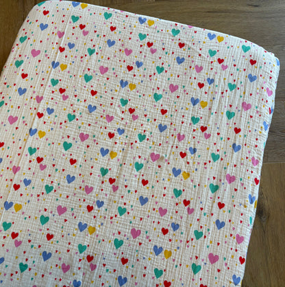 Hoeslaken ledikant 60x120 - hydrofiel - hartjes