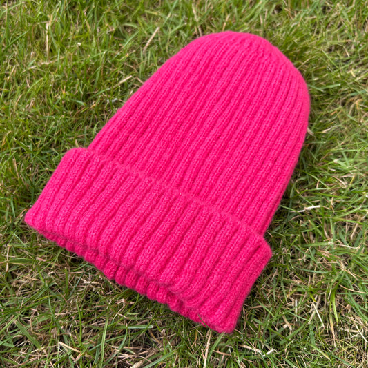 Gebreide muts - baby/peuter - fuchsia roze