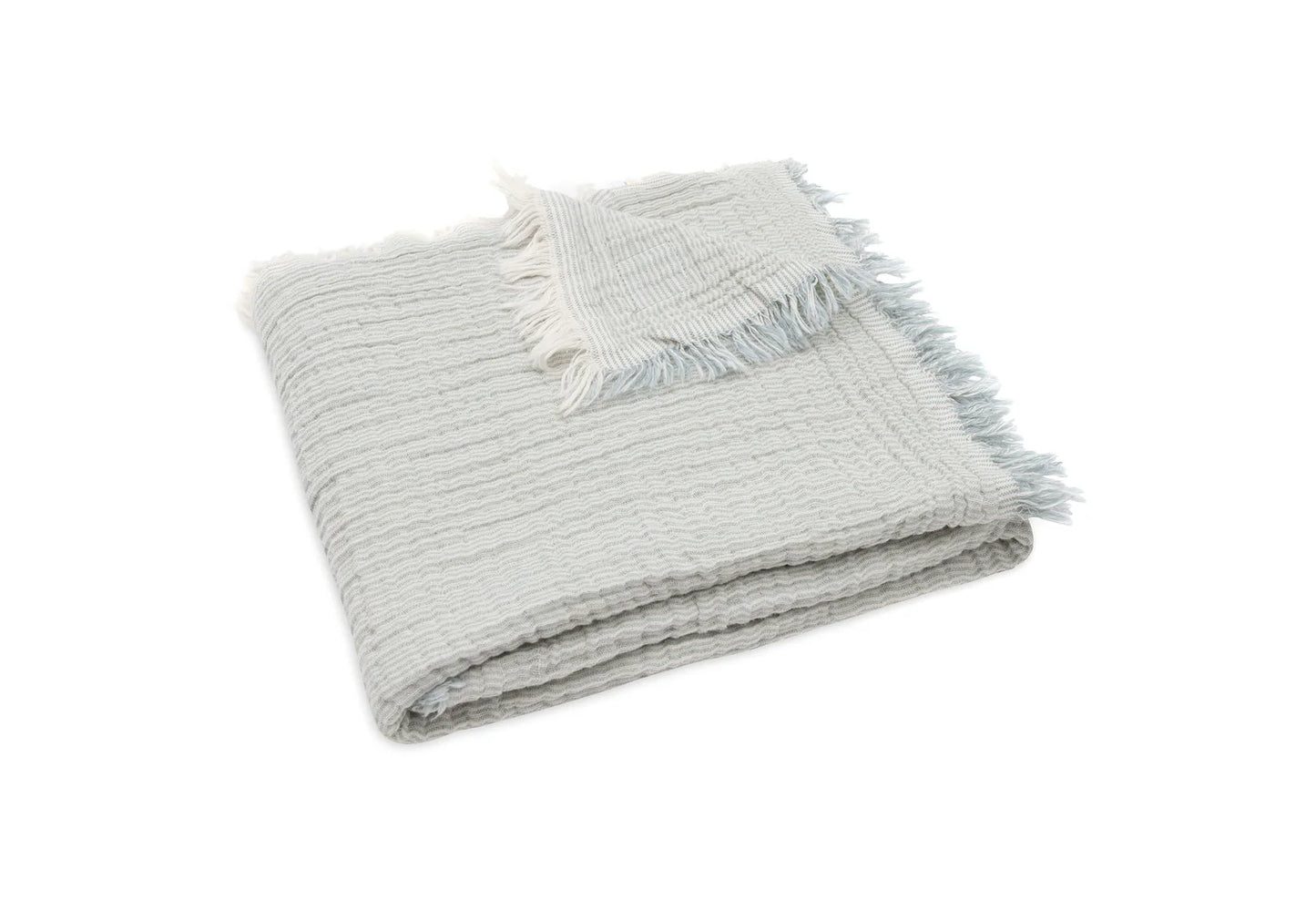 Wiegdeken - Fringe - GOTS - Zacht groen - 75x100