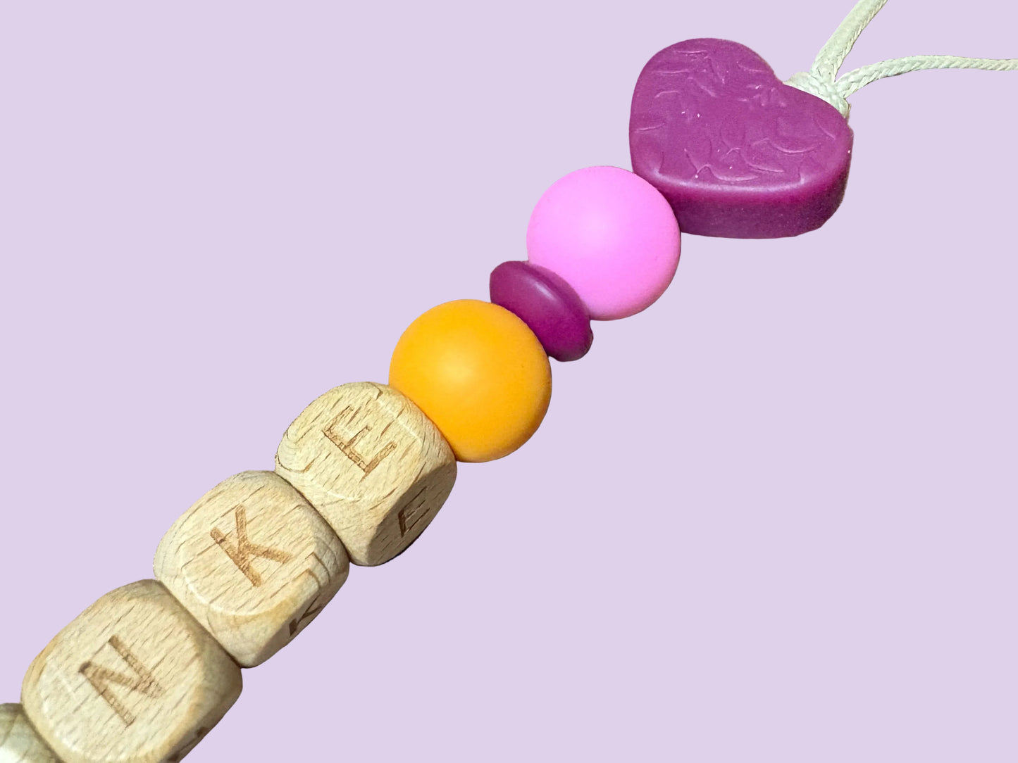 Speenkoord met naam - Hinke - Oranje/Aubergine