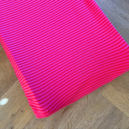 Aankleedkussenhoes - strepen - fuchsia/rood