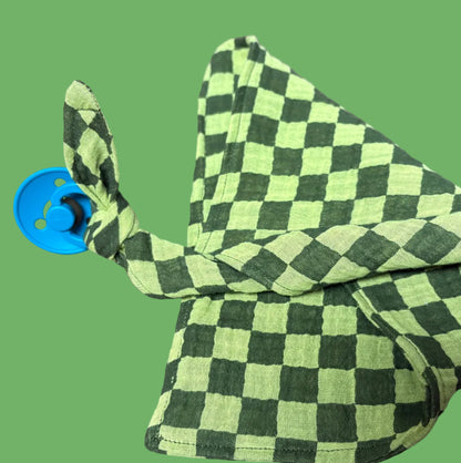 Speendoekje - Hydrofiel - blokjes - groen - leverbaar vanaf 13 okt