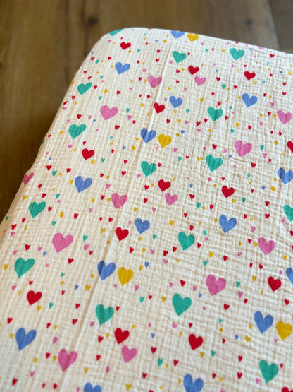 Hoeslaken ledikant 60x120 - hydrofiel - hartjes