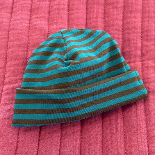 Newborn mutsje - Strepen - Turquoise / Legergroen