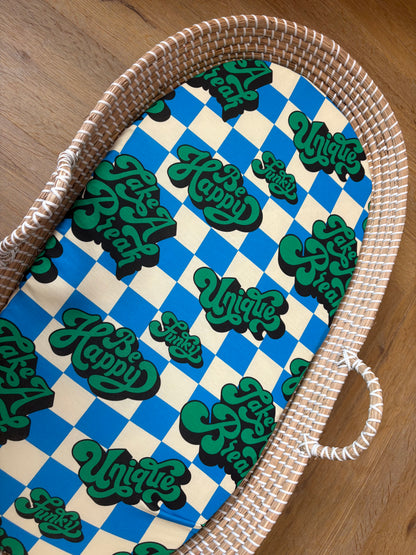 Hoeslaken verschoonmand/kinderwagen - blokjes - blauw