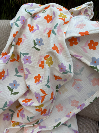 Hydrofiele XL multidoek - swaddle - multicolor - bloemen