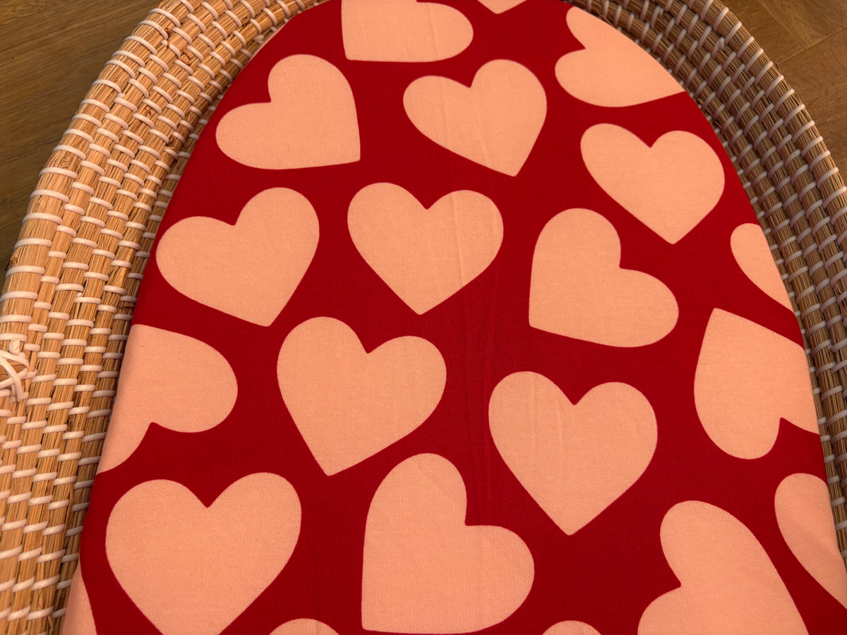 Hoeslaken verschoonmand/kinderwagen - Rood/Roze hart