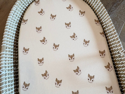 Hoeslaken verschoonmand/kinderwagen - rib - vosjes