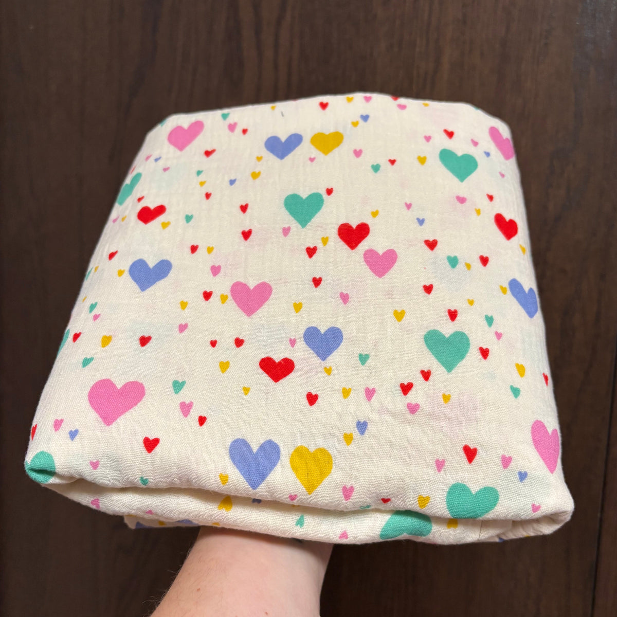 Hydrofiele XL multidoek - swaddle - hartjes - multicolor