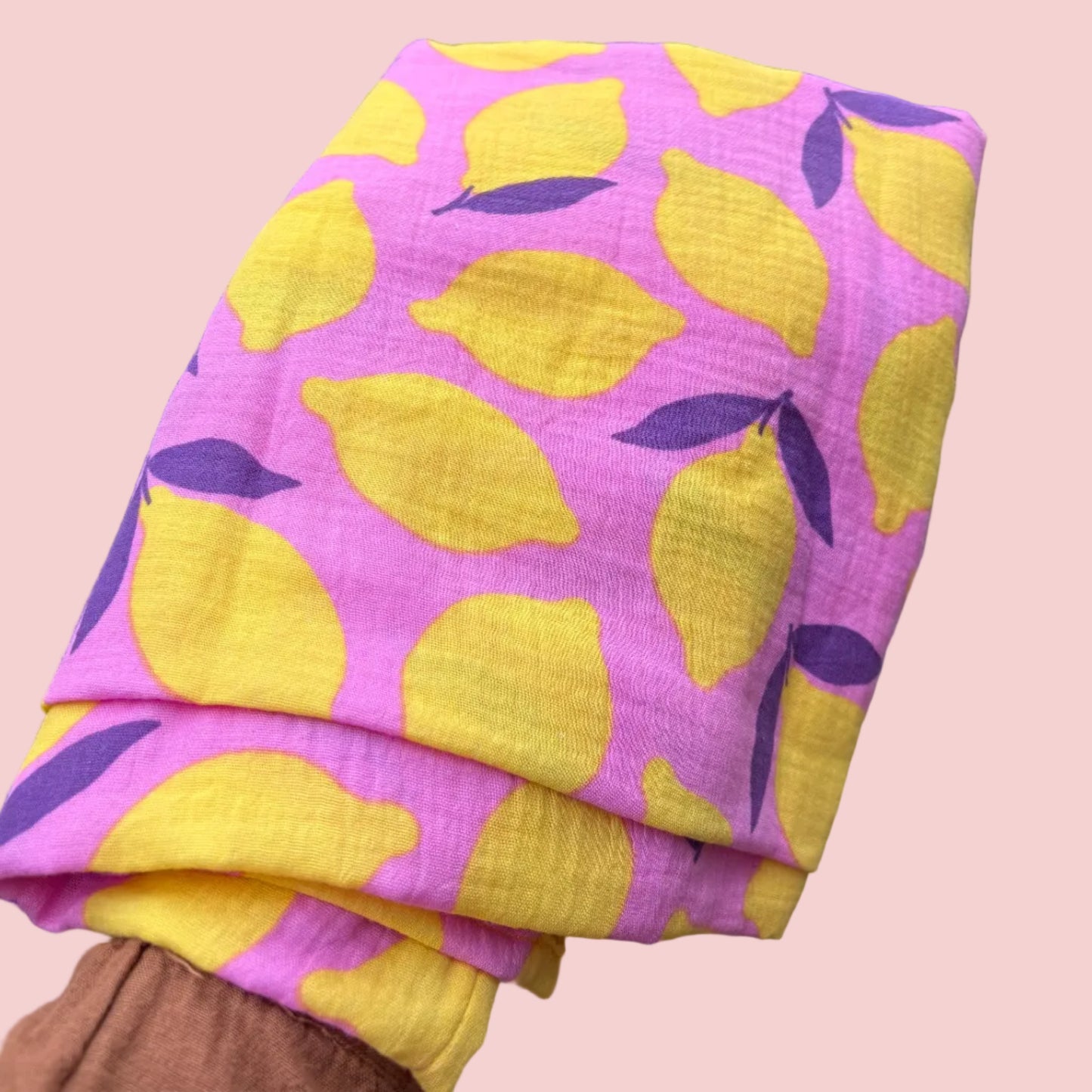 Hydrofiele XL multidoek - swaddle - roze - citroenen