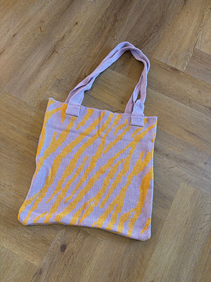 Mom Bag XL Gebreid Zebra - Lila & Okergeel