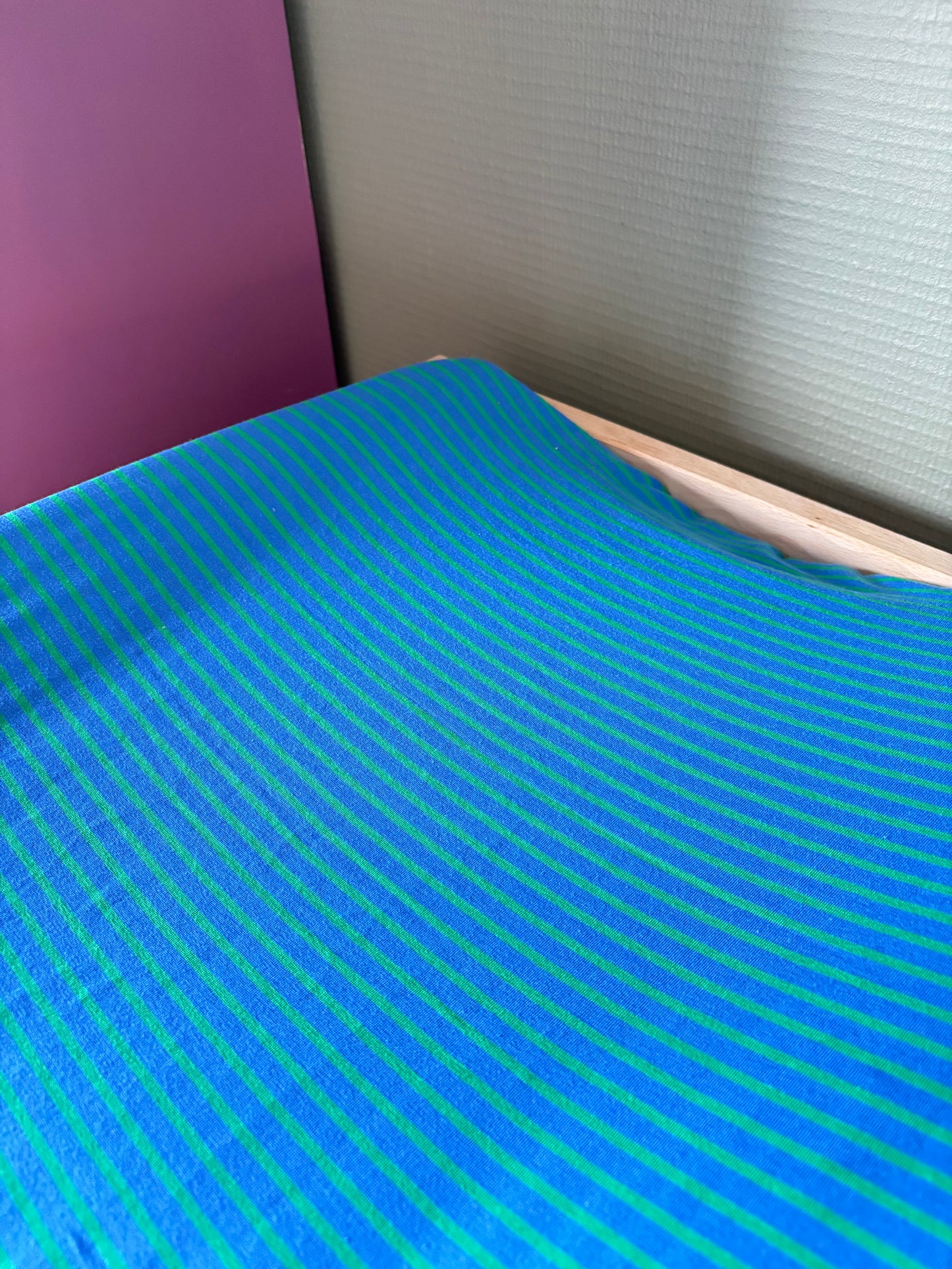 Aankleedkussenhoes - blauw/groen - strepen