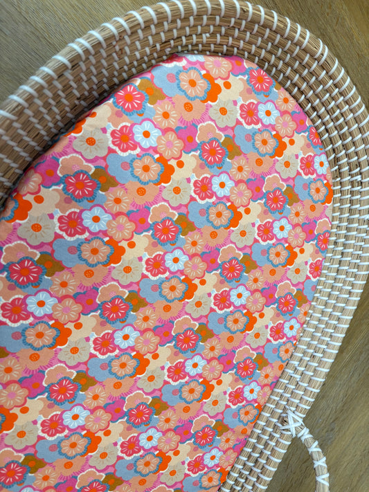 Hoeslaken verschoonmand/kinderwagen - bloem - retro