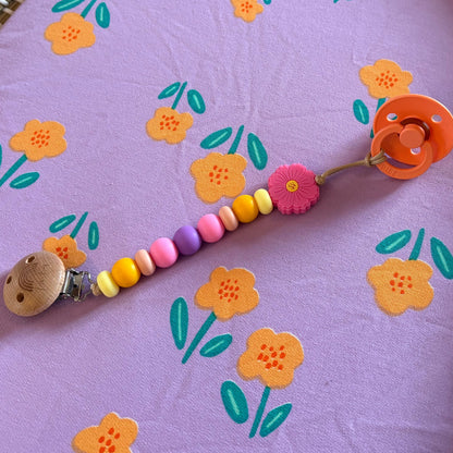 Hoeslaken verschoonmand/kinderwagen - lila bloem