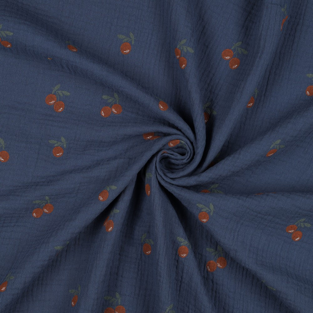Hydrofiele XL multidoek - swaddle - blauw - kersen