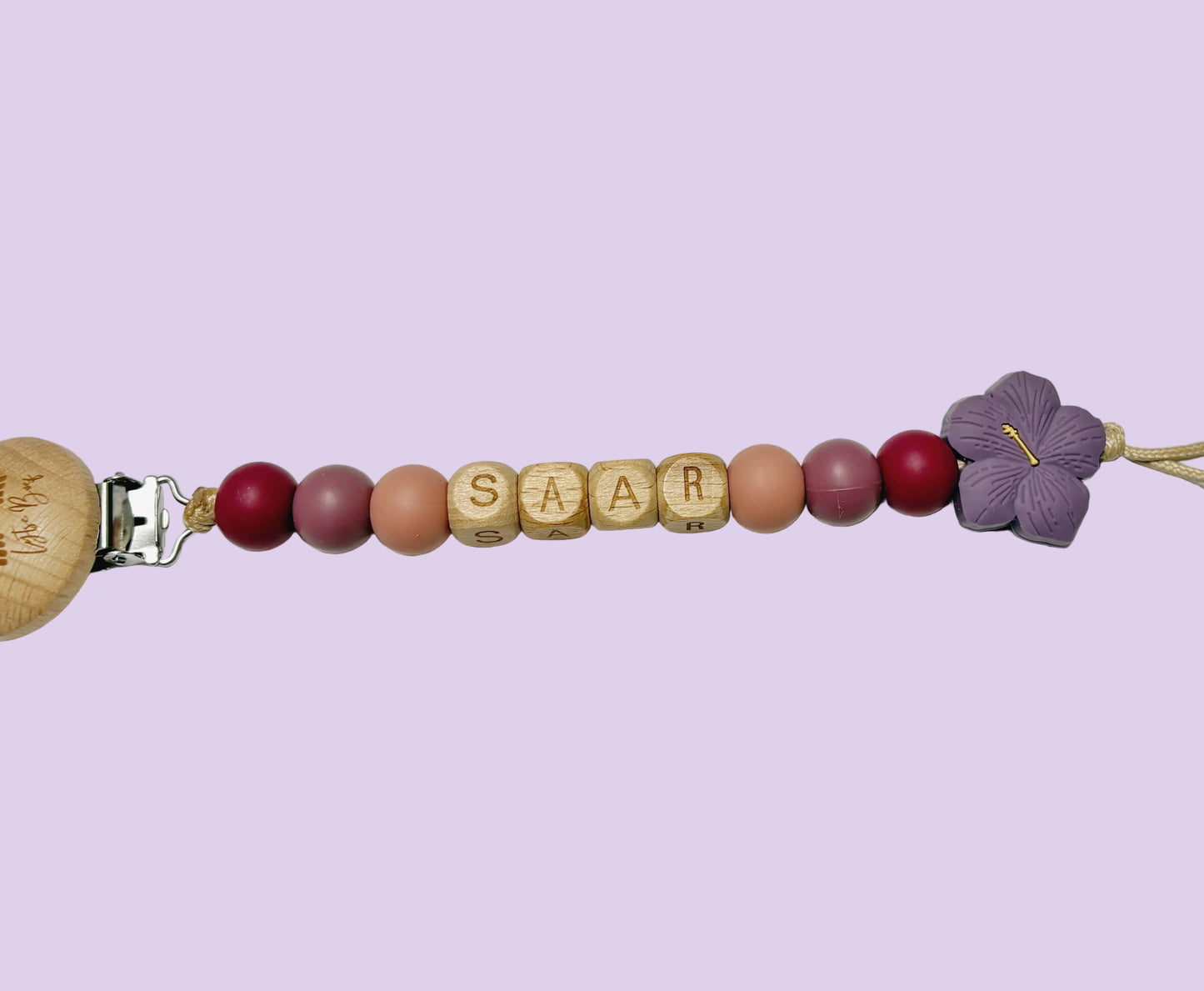 Speenkoord met naam - Saar - Mauve/Fuchsia