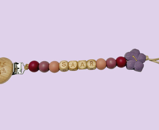 Speenkoord met naam - Saar - Mauve/Fuchsia