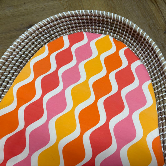Hoeslaken verschoonmand/kinderwagen - retrovibes - oranje/roze