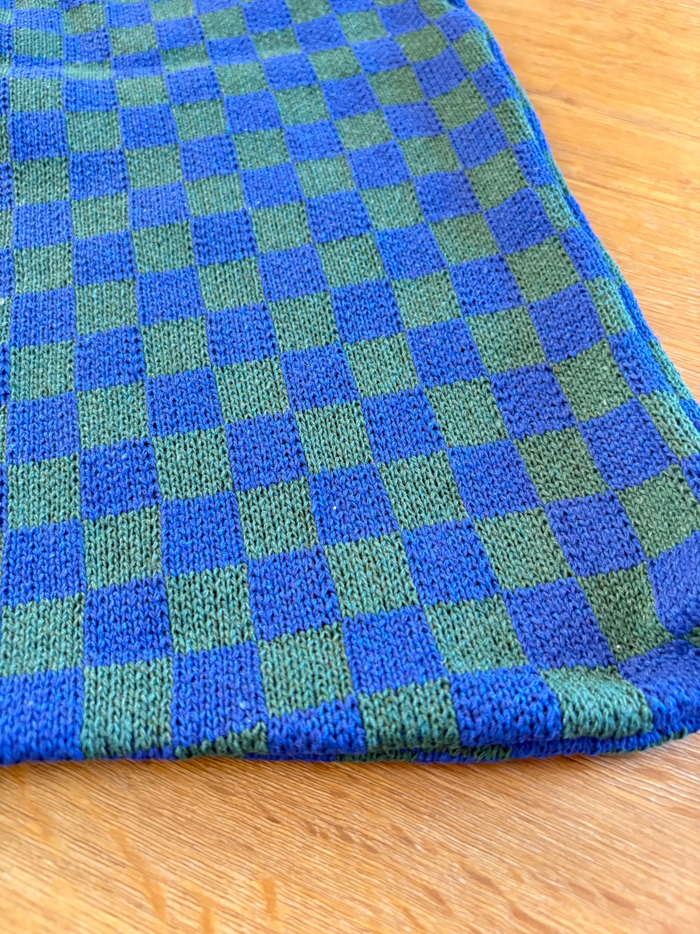 Mom Bag Gebreid Geblokt - Groen & Blauw