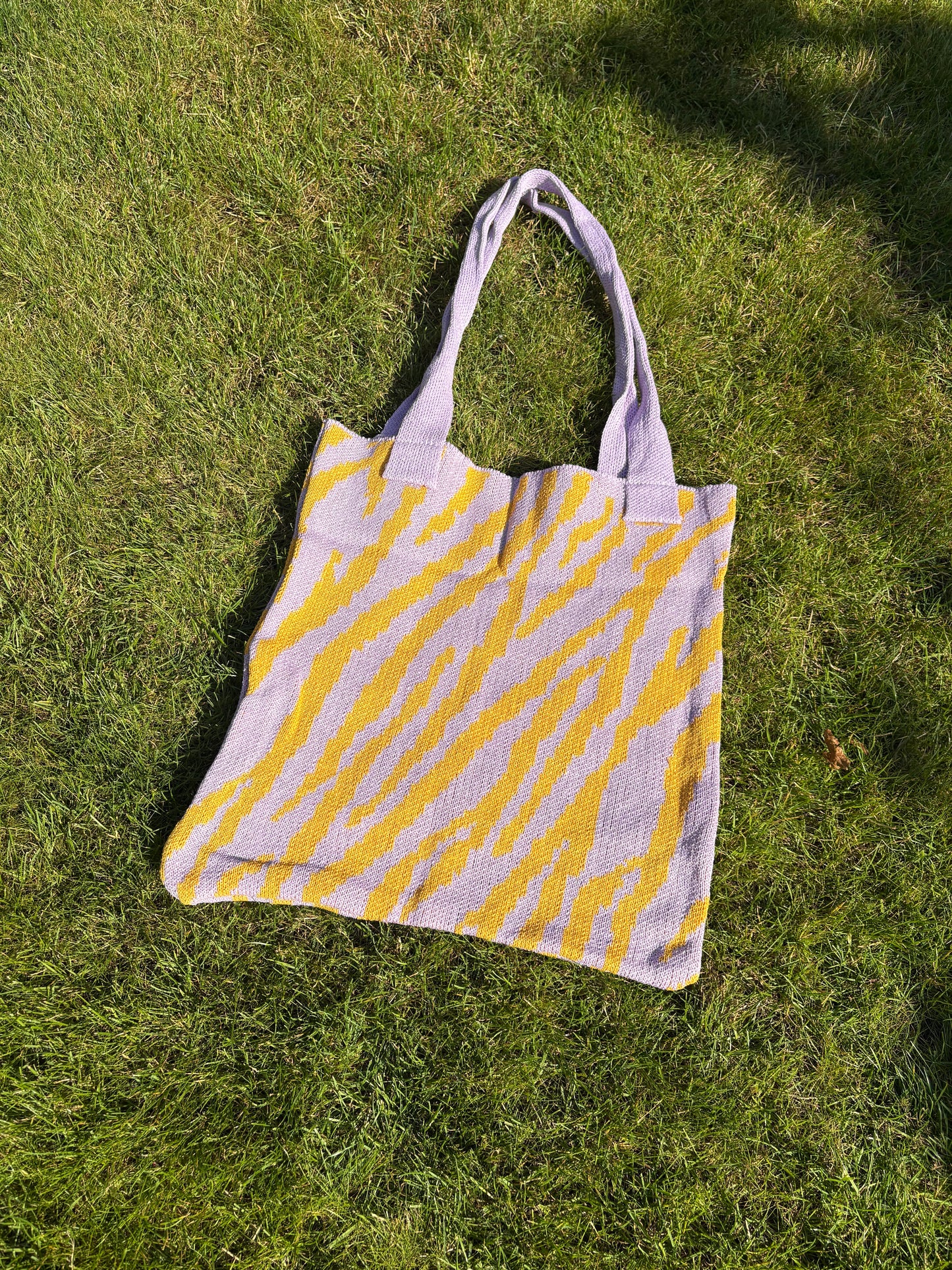 Mom Bag XL Gebreid Zebra - Lila & Okergeel