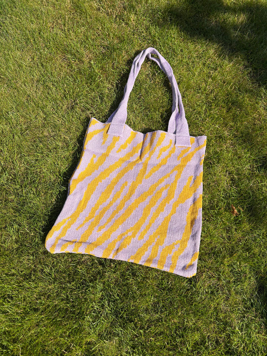 Mom Bag XL Gebreid Zebra - Lila & Okergeel