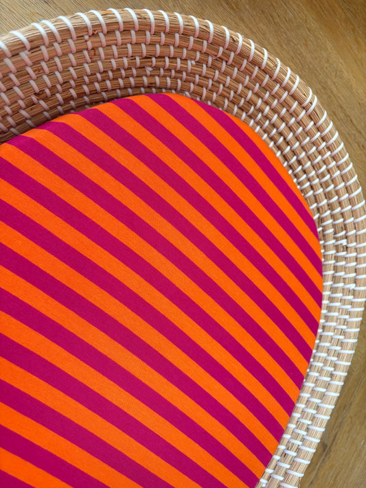 Hoeslaken verschoonmand/kinderwagen - strepen - fuchsia/oranje
